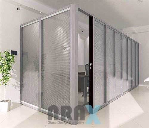 double glass partition with blinds