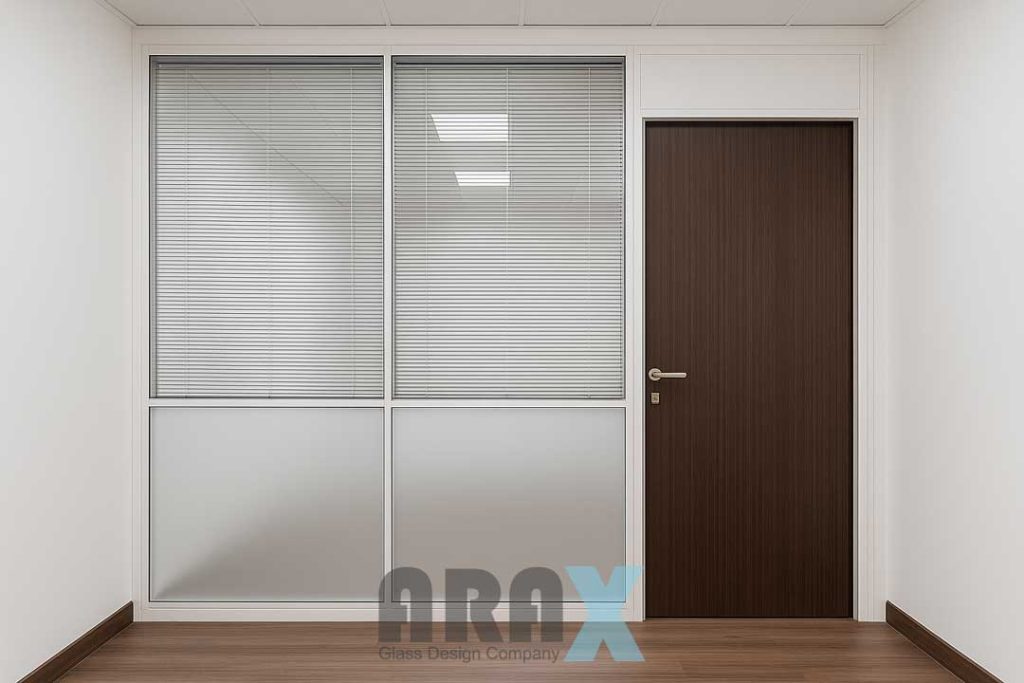 double partition mdf glass with blinds