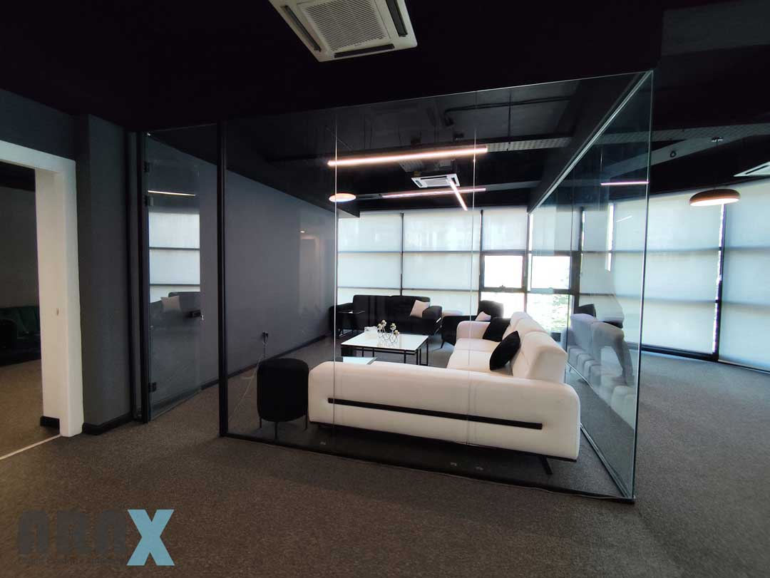 نصب پارتیشن شیشه ای حرفهای 09120711022 | آراکس گلس 11 نصب پارتیشن شیشه ای تک جداره برای اتاق جلسه