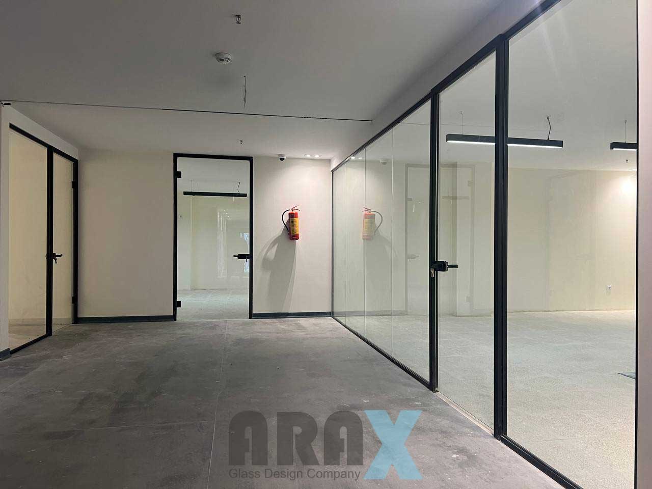 نصب پارتیشن شیشه ای حرفهای 09120711022 | آراکس گلس 3 پارتیشن شیشه ای