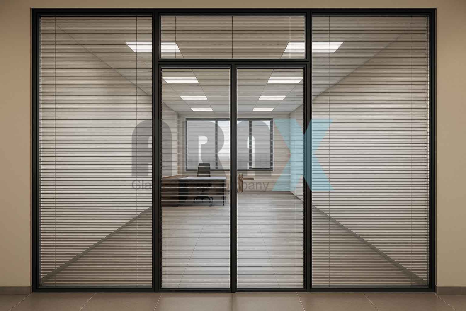 نصب پارتیشن شیشه ای حرفهای 09120711022 | آراکس گلس 2 نصب-پارتیشن-شیشه-ای-دو-جداره-(با-پرده-کرکره)